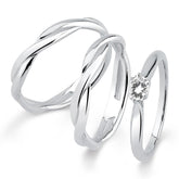 Par trançada sem pedras com anel solitário - Volpi Joias